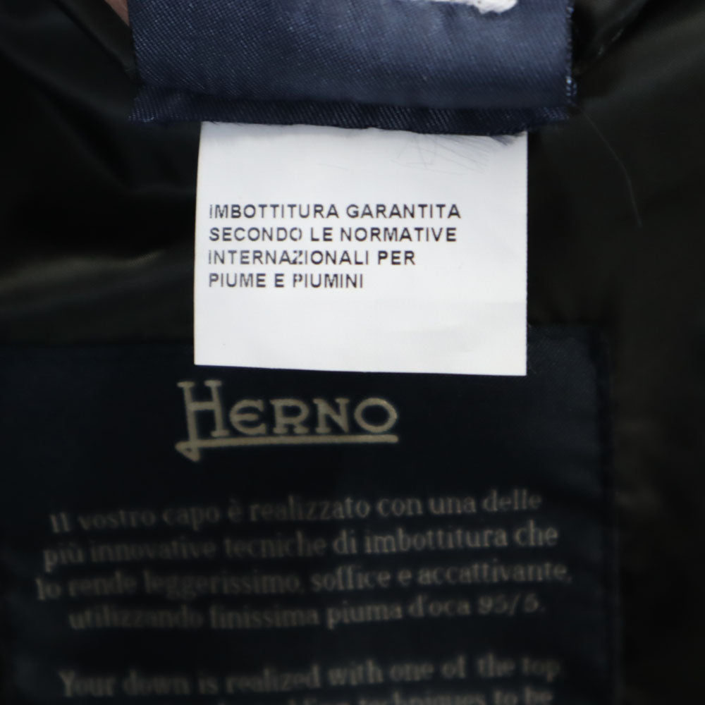 Herno ヘルノ ルーマニア製 ミドル グース ダウンジャケット 44 グリーン フーディー メンズ
