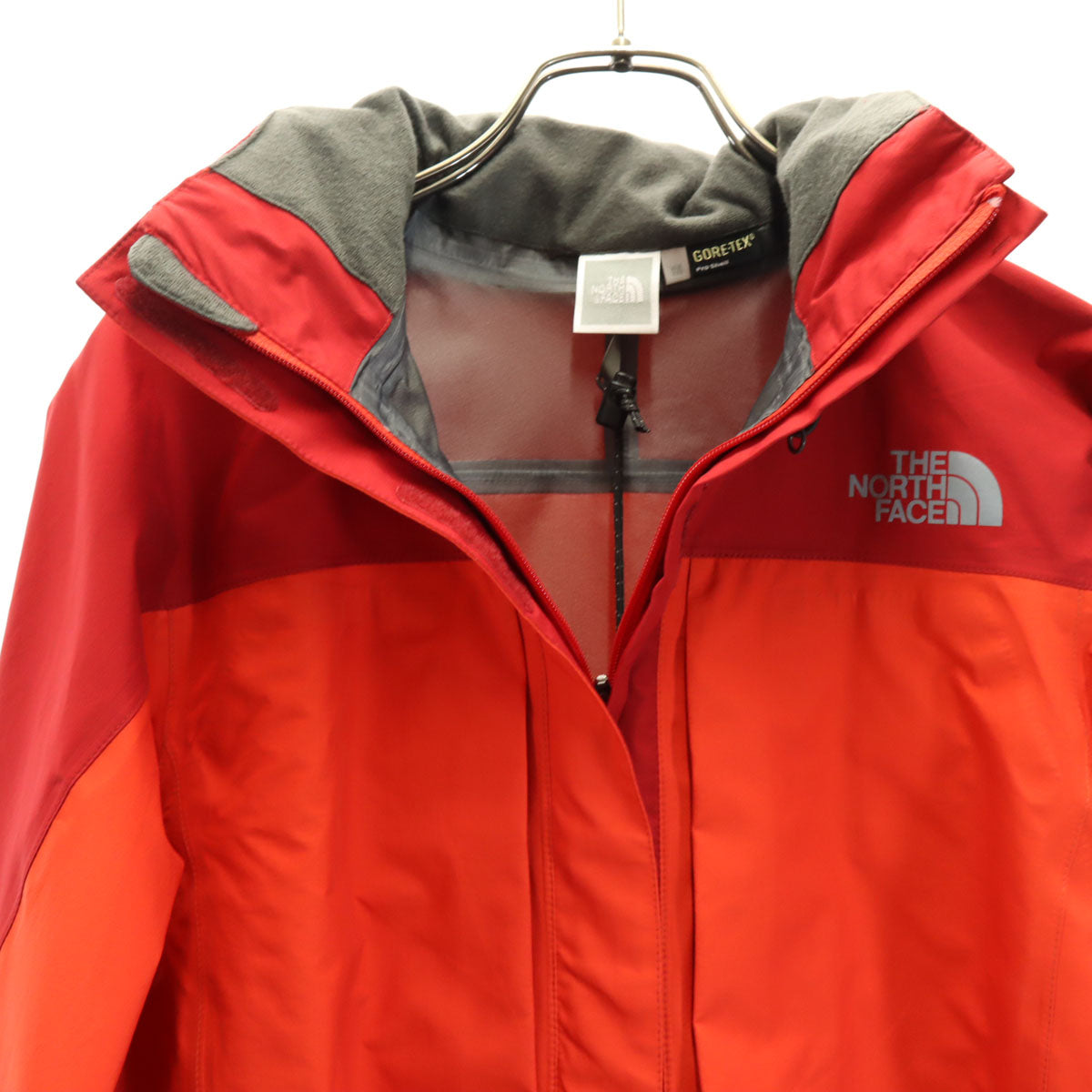 THE NORTH FACE ノースフェイス レインジャケット 上下 セットアップ M 朱色 レインテックス プラズマ アウトドア NPW11212 収納袋付き レディース