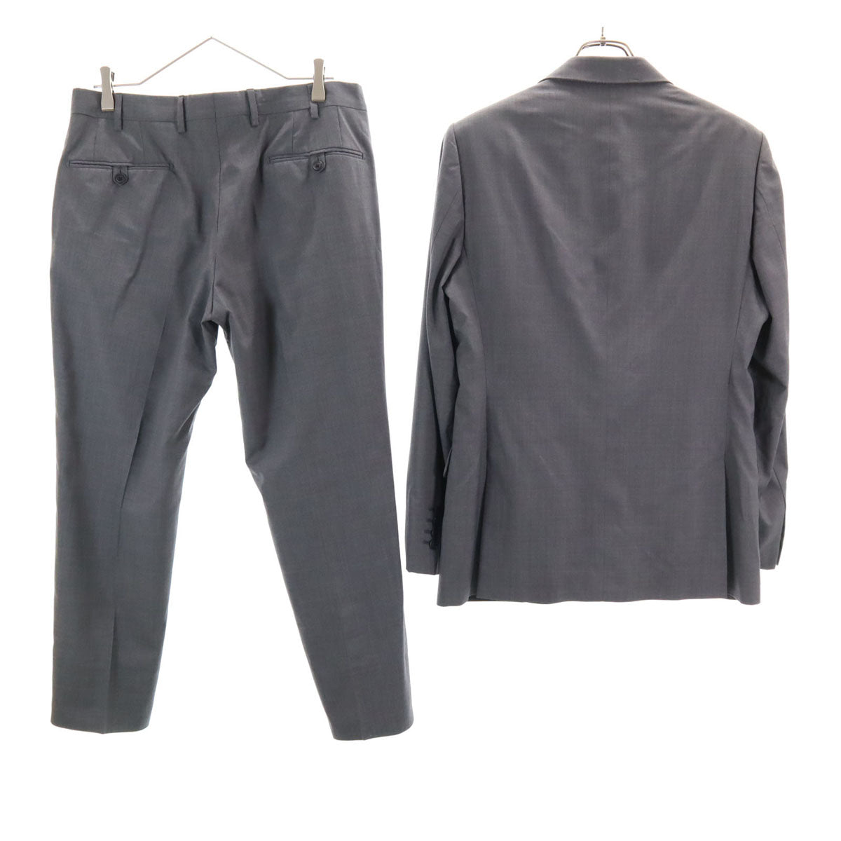 PRADA プラダ イタリア製 ウール スーツ 上下 セットアップ 48R グレー ボタンフライ メンズ