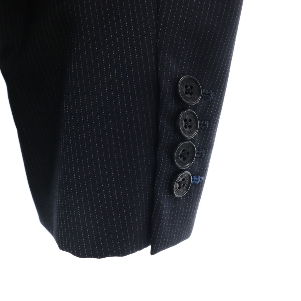 BURBERRY BLACK LABEL バーバリーブラックレーベル 日本製 ウール ストライプ柄 スーツ 上下 セットアップ 38L ネイビー 三陽商会 メンズ