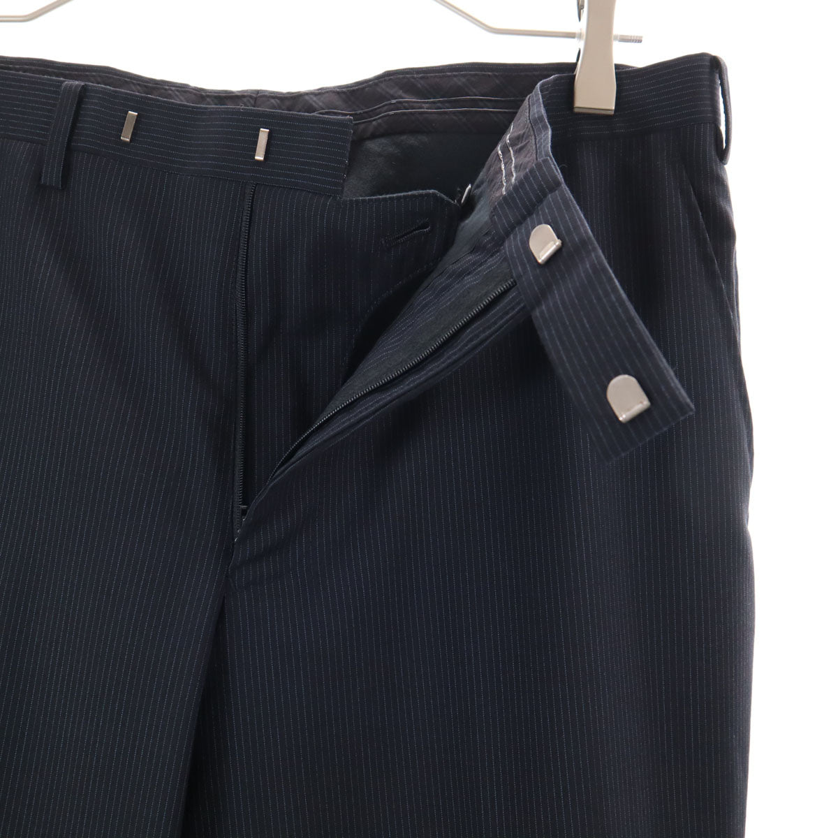 BURBERRY BLACK LABEL バーバリーブラックレーベル 日本製 ウール ストライプ柄 スーツ 上下 セットアップ 38L ネイビー 三陽商会 メンズ