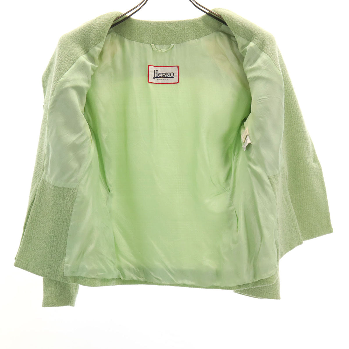 Herno ヘルノ イタリア製 ウールブレンド ツイード スカートスーツ 上下 セットアップ 42 グリーン系 レディース