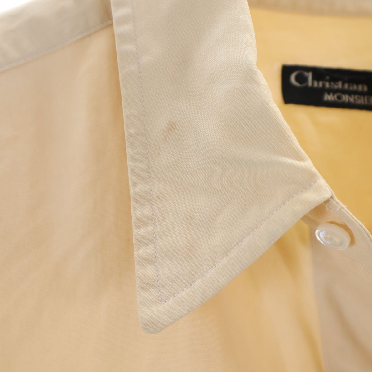 Christian Dior MONSIEUR クリスチャンディオール ムッシュ 90s シルク オールド 長袖 シャツ L クリーム メンズ