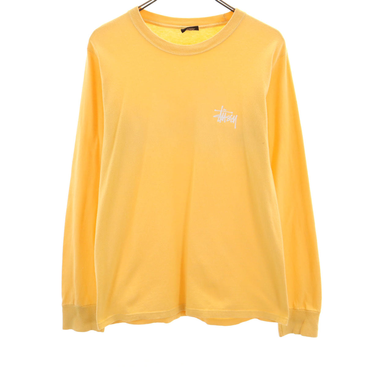 STUSSY ステューシー バックロゴ 長袖 Tシャツ S イエロー系 ロンT メンズ