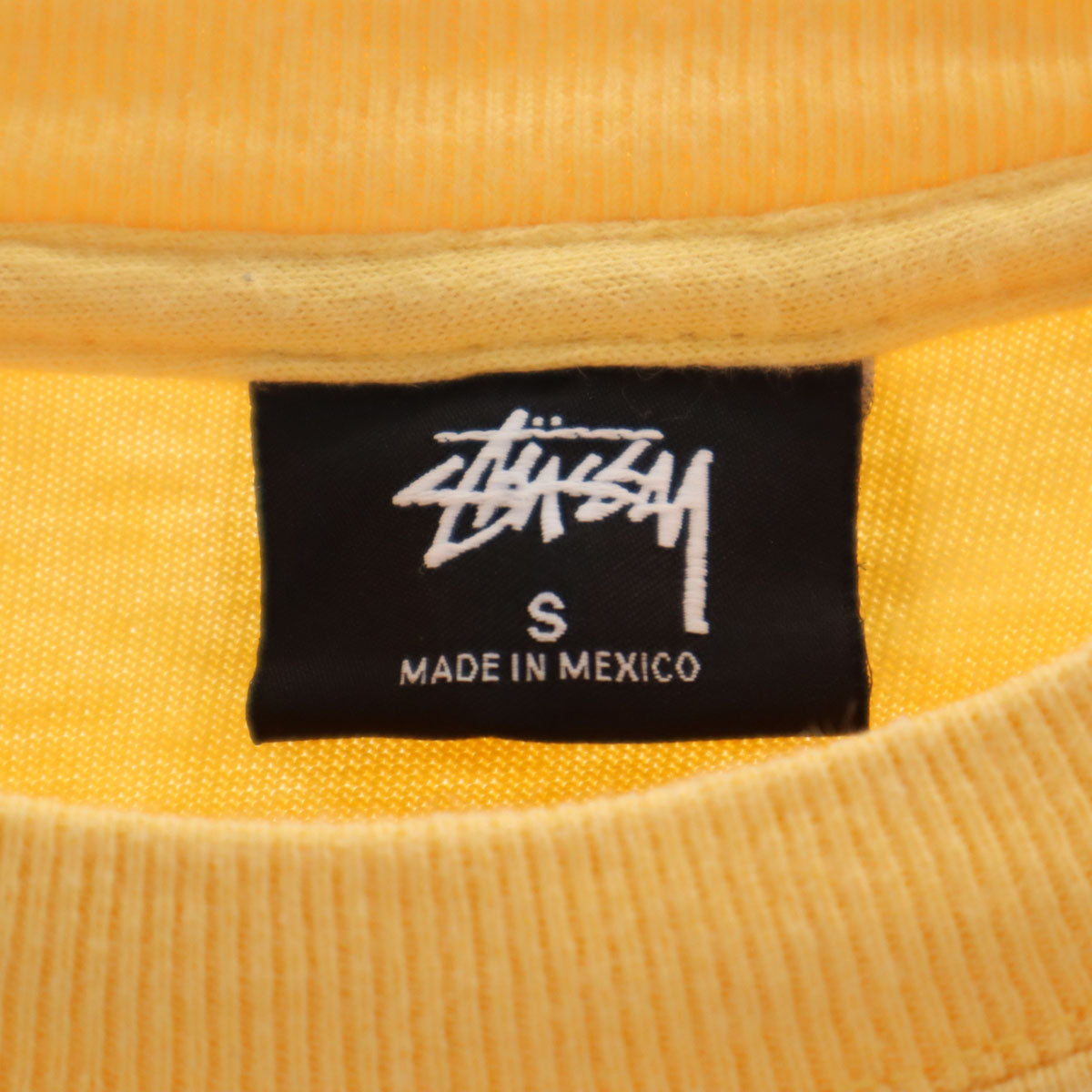 STUSSY ステューシー バックロゴ 長袖 Tシャツ S イエロー系 ロンT メンズ
