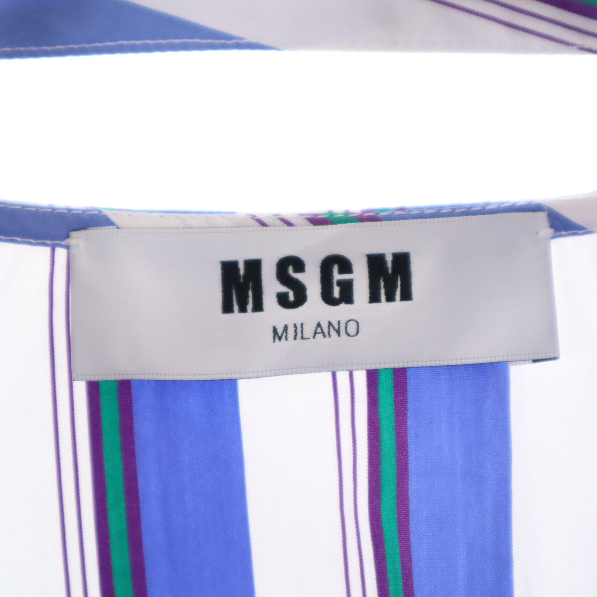 MSGM エムエスジーエム イタリア製 ストライプ柄 長袖 コットンシャツ 38 ホワイト レディース