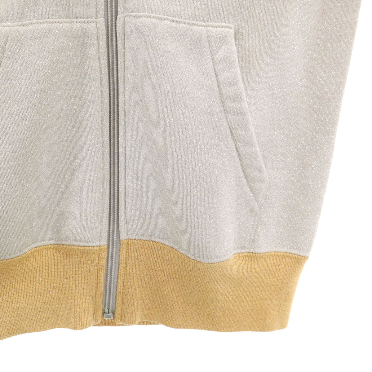 HYSTERIC GLAMOUR ヒステリックグラマー 日本製 長袖 ラメスウェット ジップパーカー FREE ゴールド 裏起毛 レディース