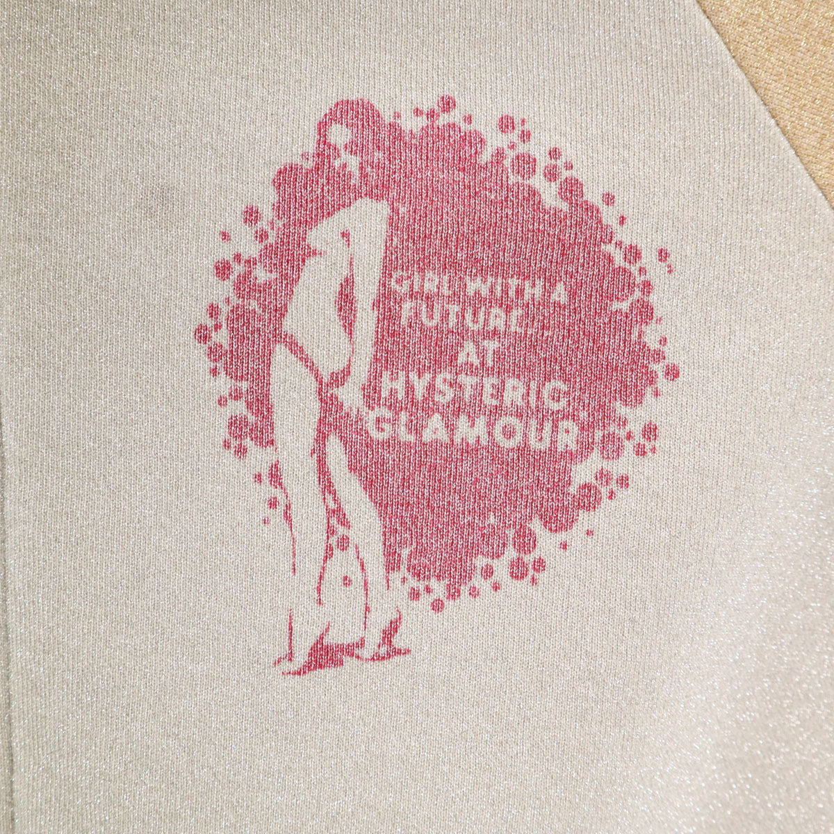 HYSTERIC GLAMOUR ヒステリックグラマー 日本製 長袖 ラメスウェット ジップパーカー FREE ゴールド 裏起毛 レディース