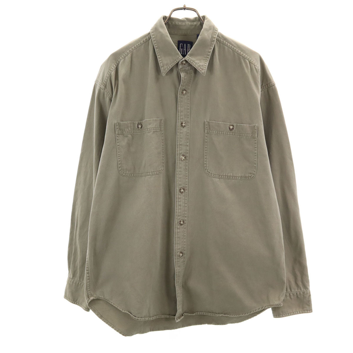 GAP ギャップ 90s オールド 長袖 コットンシャツ L オリーブ メンズ