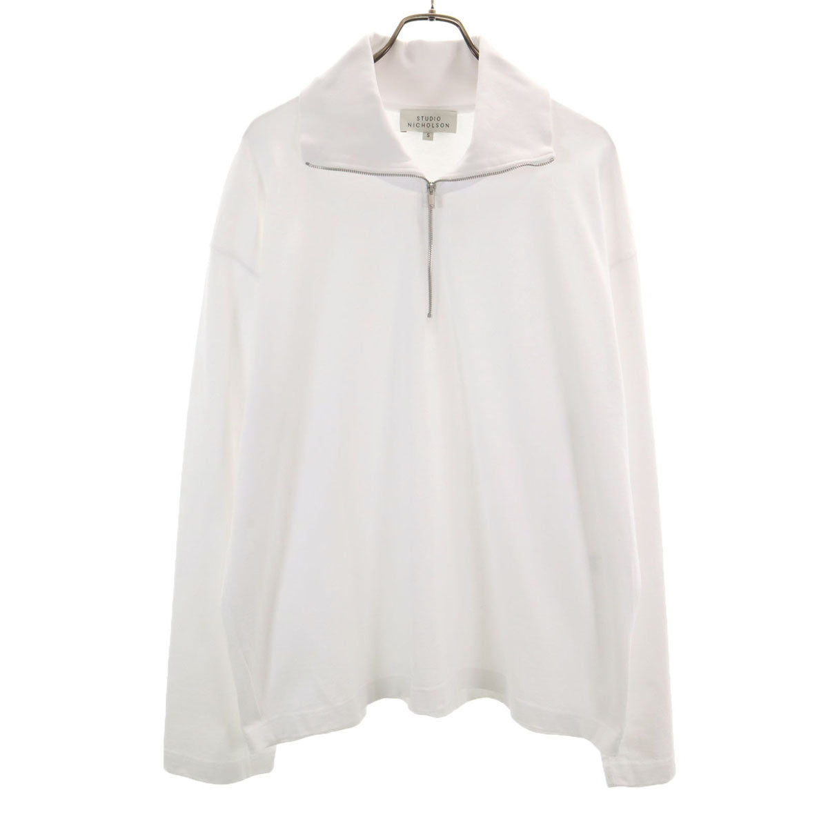 STUDIO NICHOLSON スタジオニコルソン 長袖 ハーフジップ Tシャツ S 白 ロンT メンズ