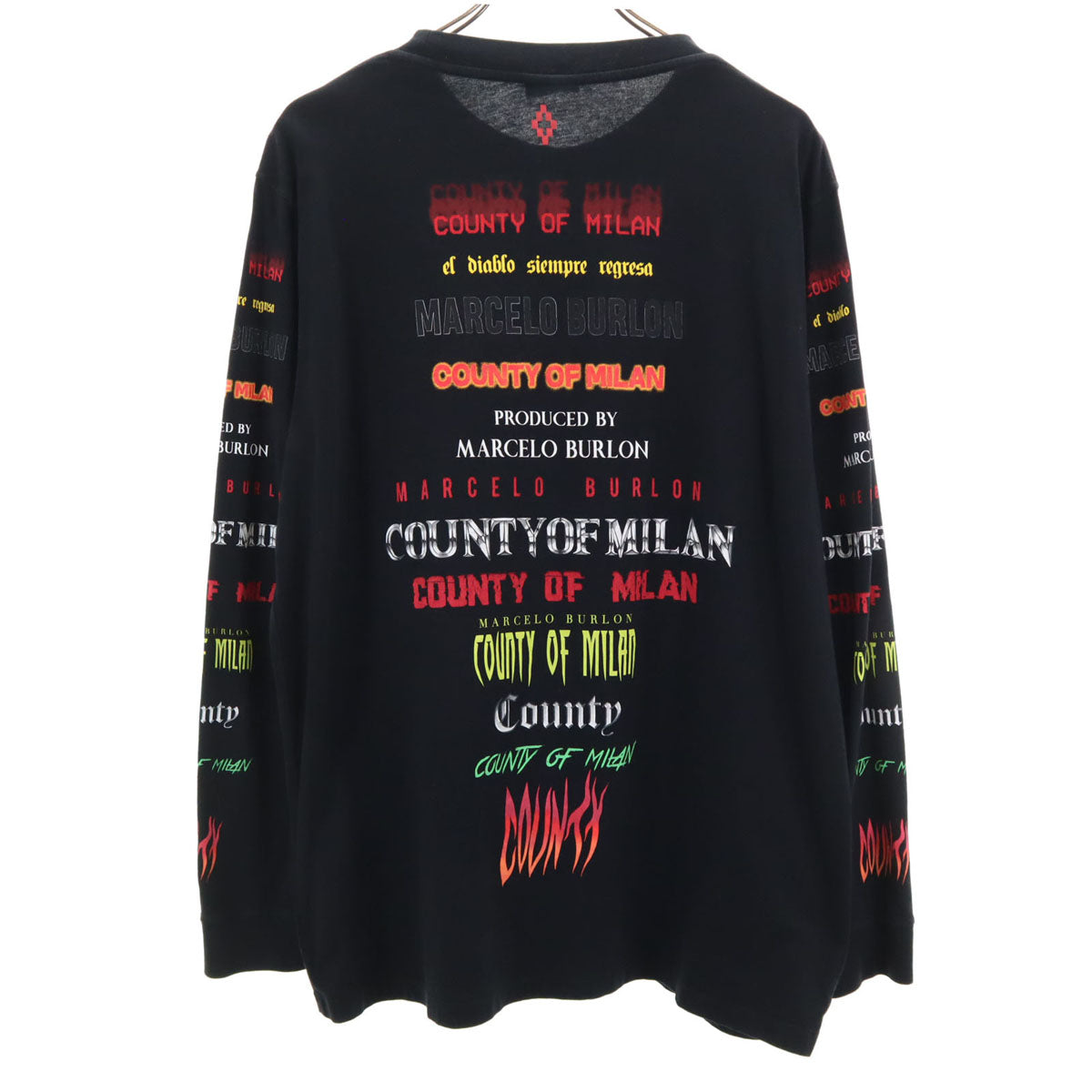 MARCELO BURLON マルセロバーロン バックプリント 長袖 Tシャツ S 黒 ロンT メンズ