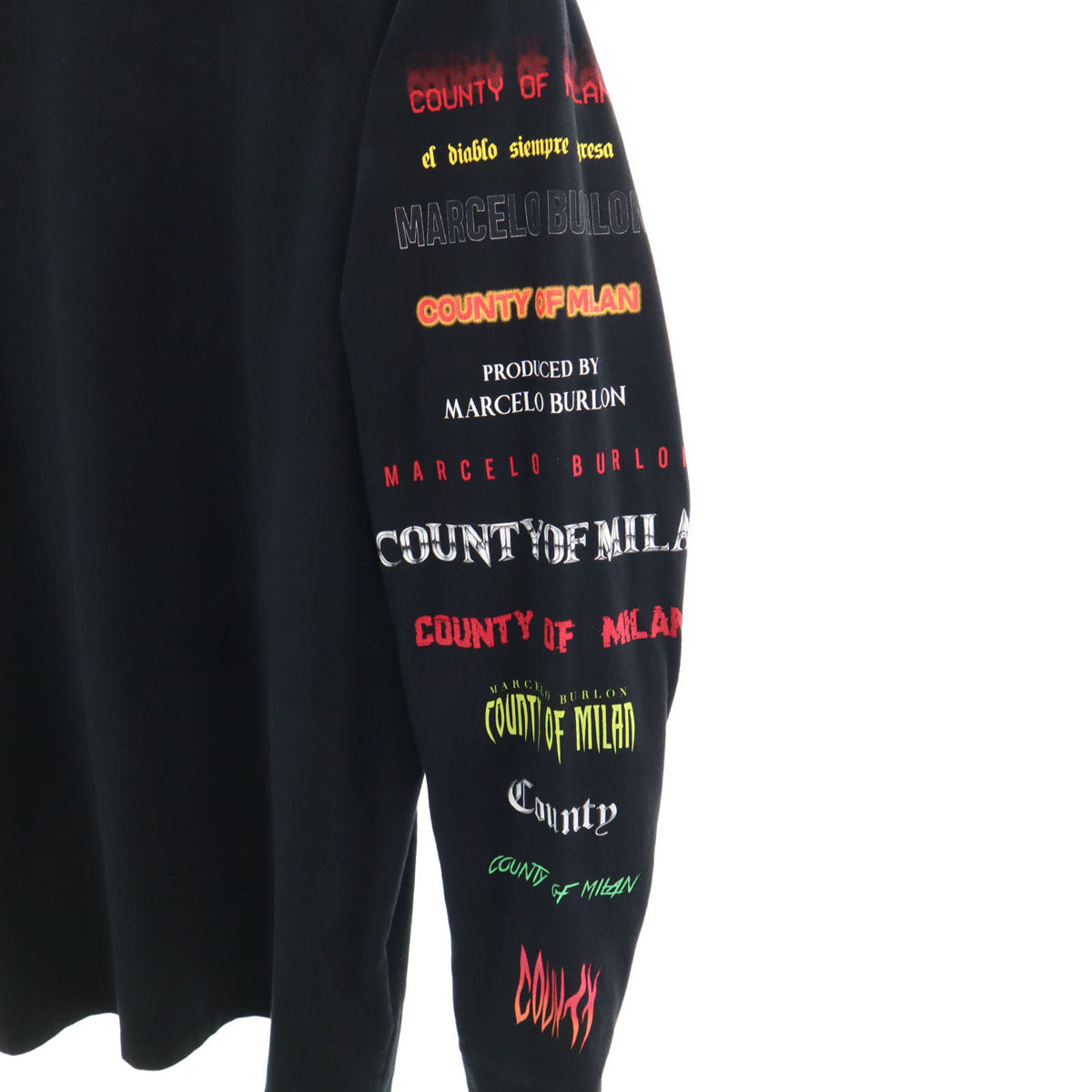 MARCELO BURLON マルセロバーロン バックプリント 長袖 Tシャツ S 黒 ロンT メンズ