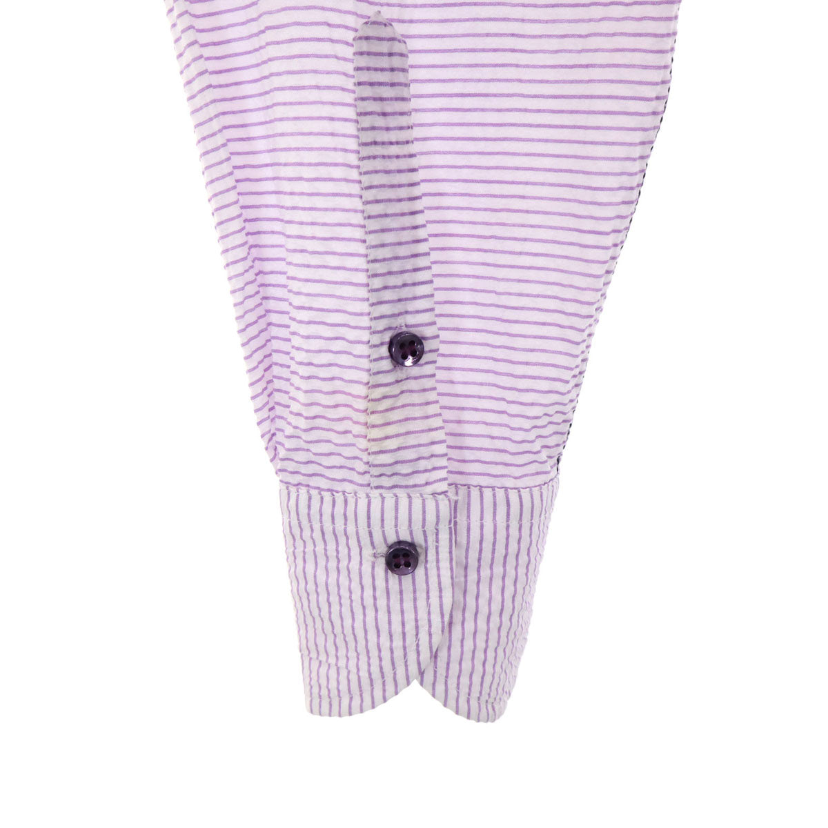 Emporio Armani エンポリオアルマーニ ボーダー柄 長袖 シャツ L パープル系 シアサッカー メンズ