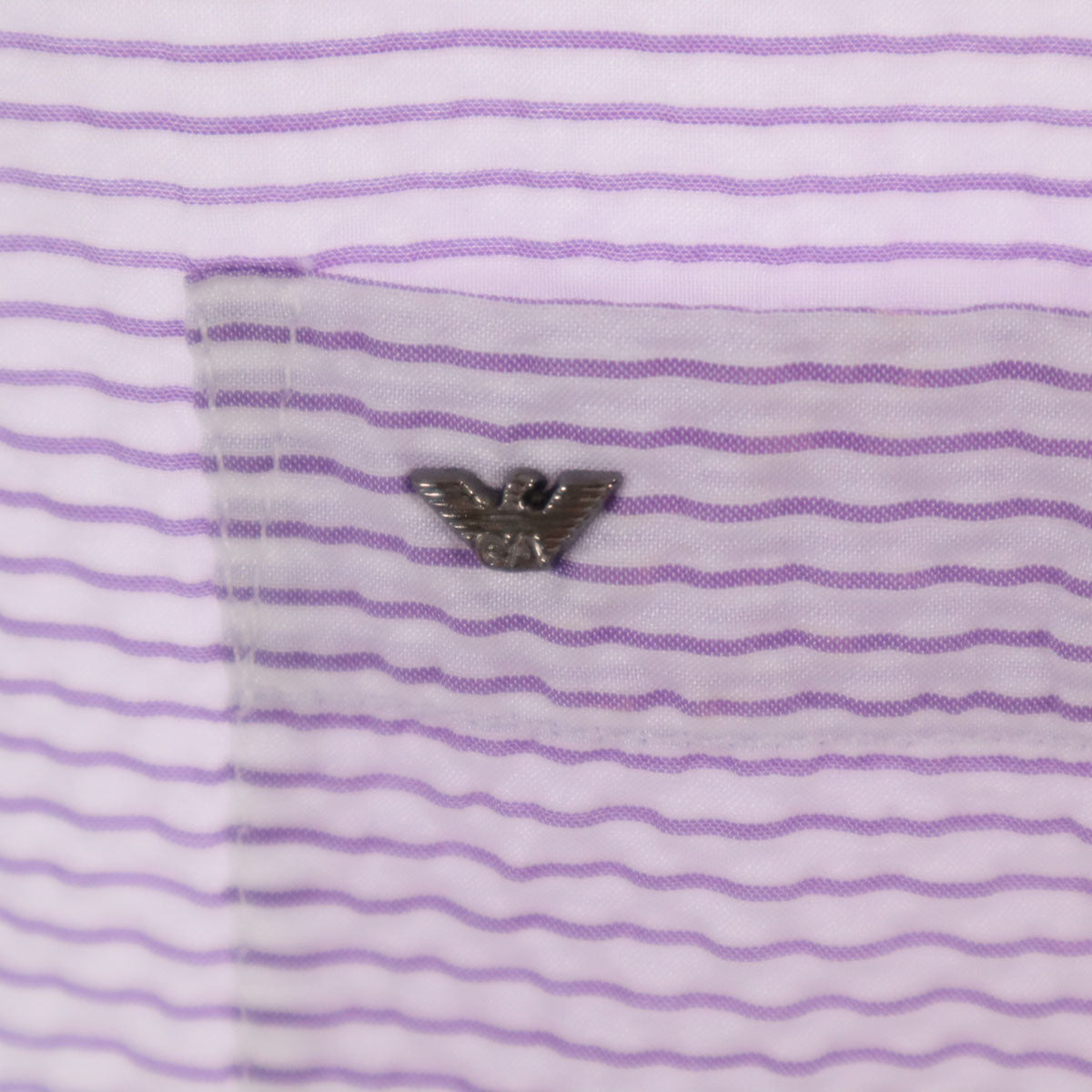 Emporio Armani エンポリオアルマーニ ボーダー柄 長袖 シャツ L パープル系 シアサッカー メンズ