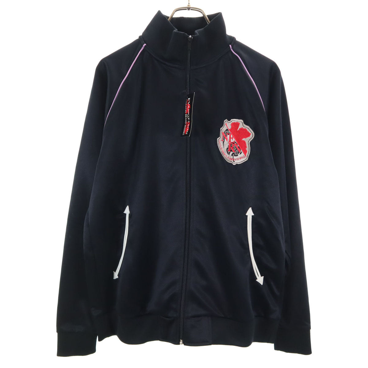 ORIENTAL BRAND 錦 オリエンタルブランドニシキ EVANGELION エヴァンゲリオン コラボ NERV 刺繍 トラックジャケット XL ブラック 和柄 メンズ