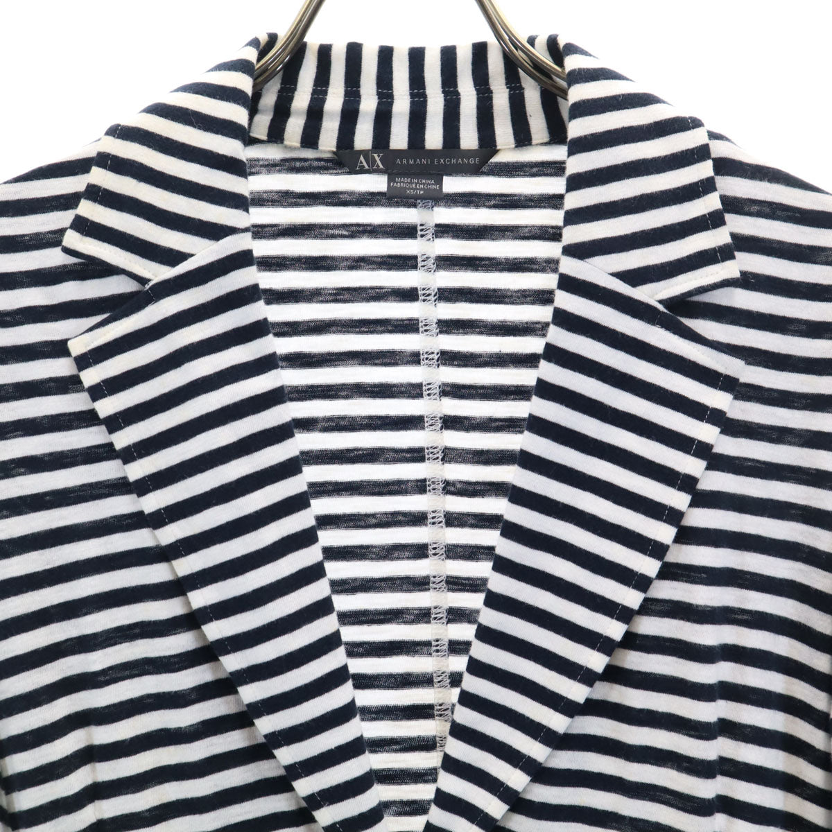ARMANI EXCHANGE アルマーニエクスチェンジ ボーダー 長袖 ラペル カーディガン XS ホワイト レディース