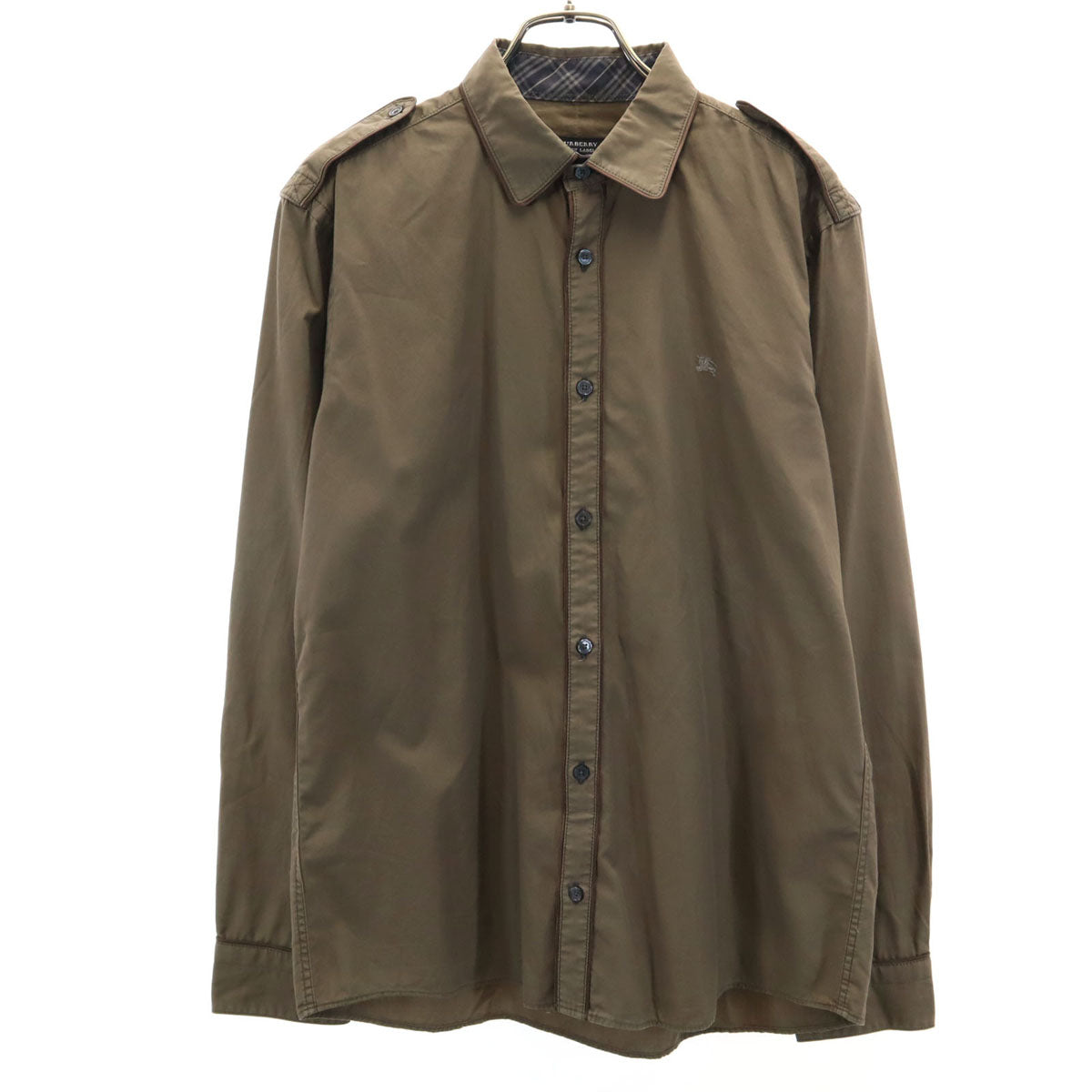 BURBERRY BLACK LABEL バーバリーブラックレーベル 長袖 ミリタリーシャツ 3 オリーブ系 メンズ