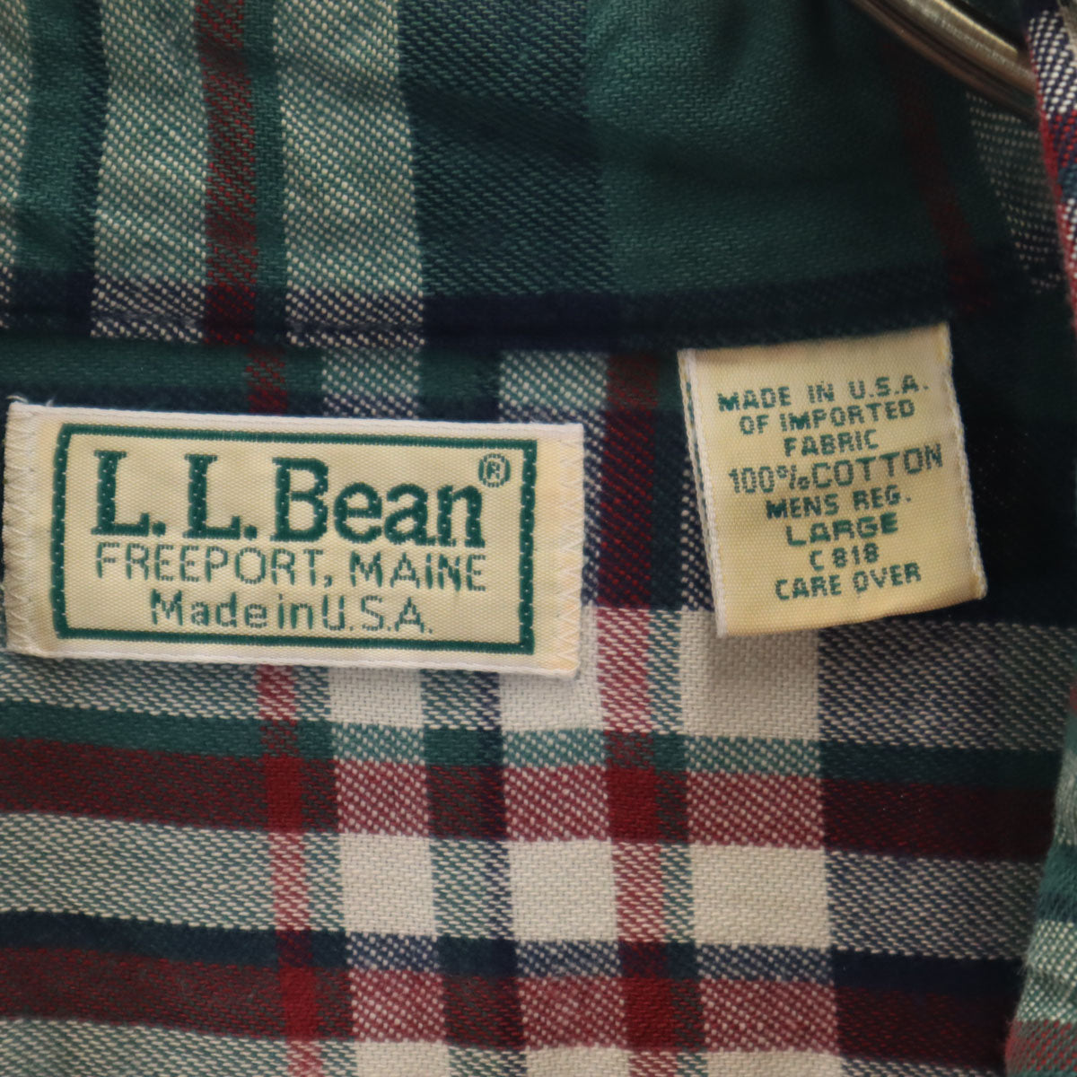 L.L.Bean エルエルビーン 80s ヴィンテージ チェック柄 長袖 ボタンダウンシャツ L グリーン アウトドア メンズ