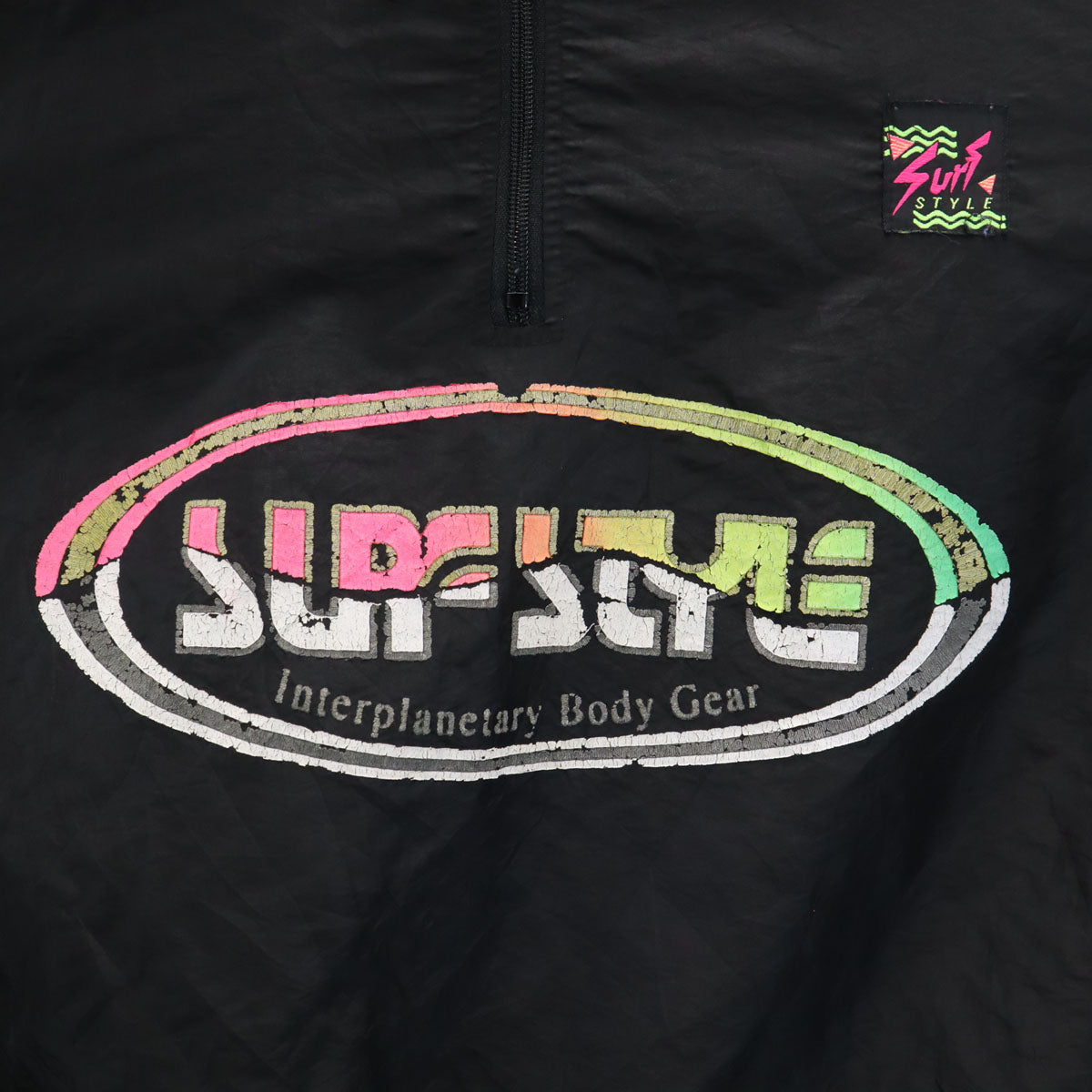 Surf STYLE 90s オールド USA製 ハーフジップ ジャケット ONE SIZE ブラック プルオーバー メンズ