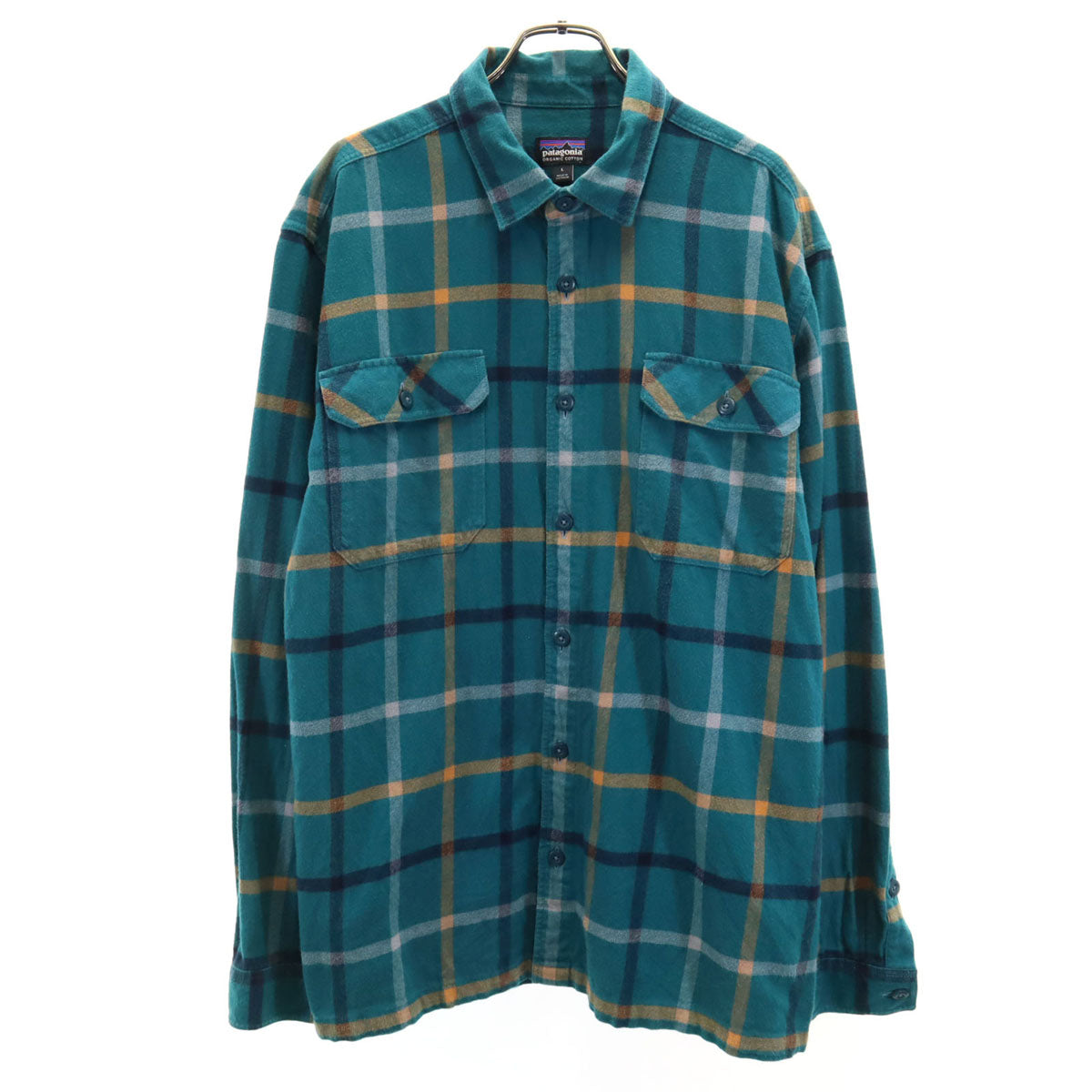 patagonia パタゴニア チェック柄 長袖 コットンシャツ L グリーン系 アウトドア STY42400FA21 メンズ
