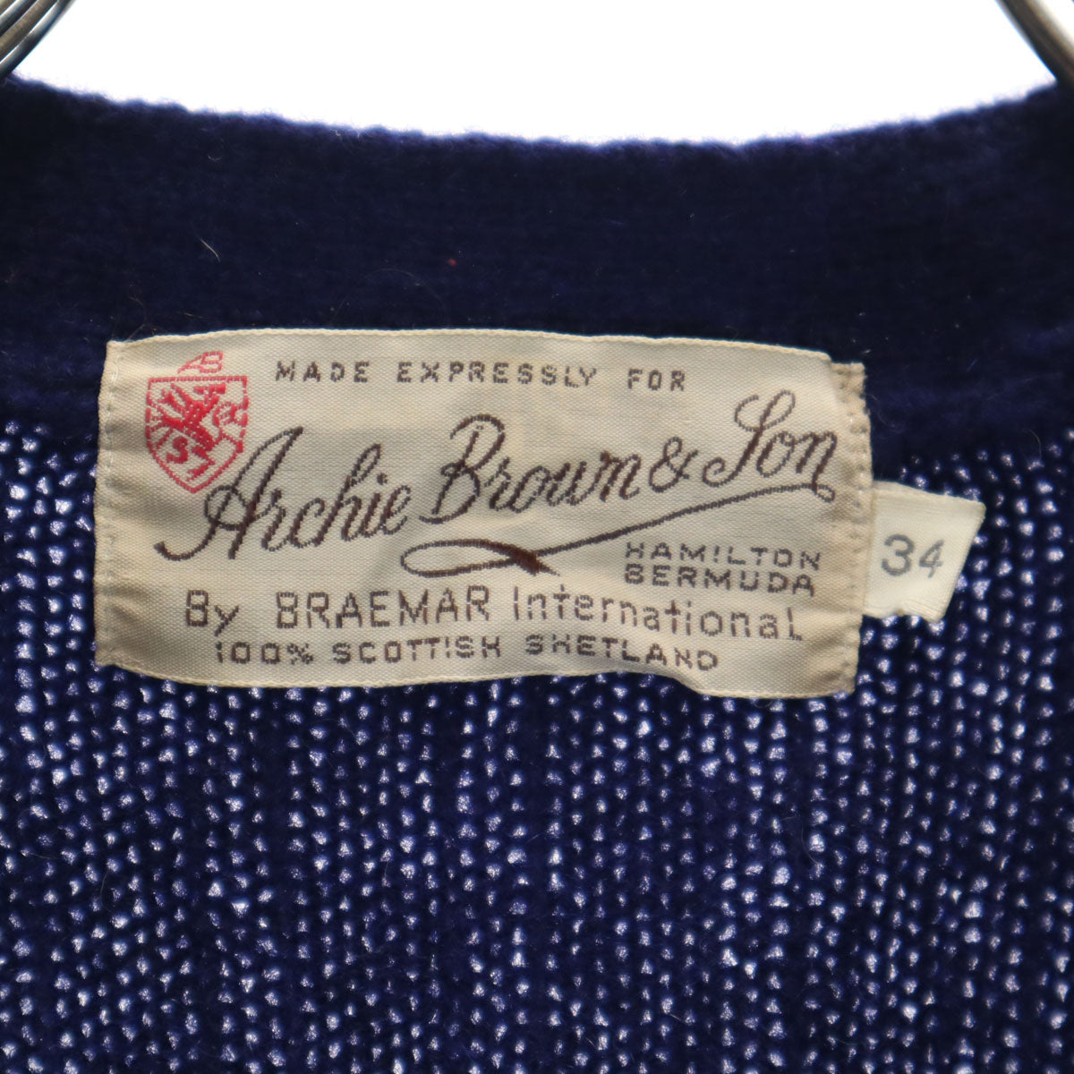 Archie Brown & Son アーチーブラウンアンドサン 70s 80s ヴィンテージ 長袖 ニットカーディガン 34 ネイビー レディース
