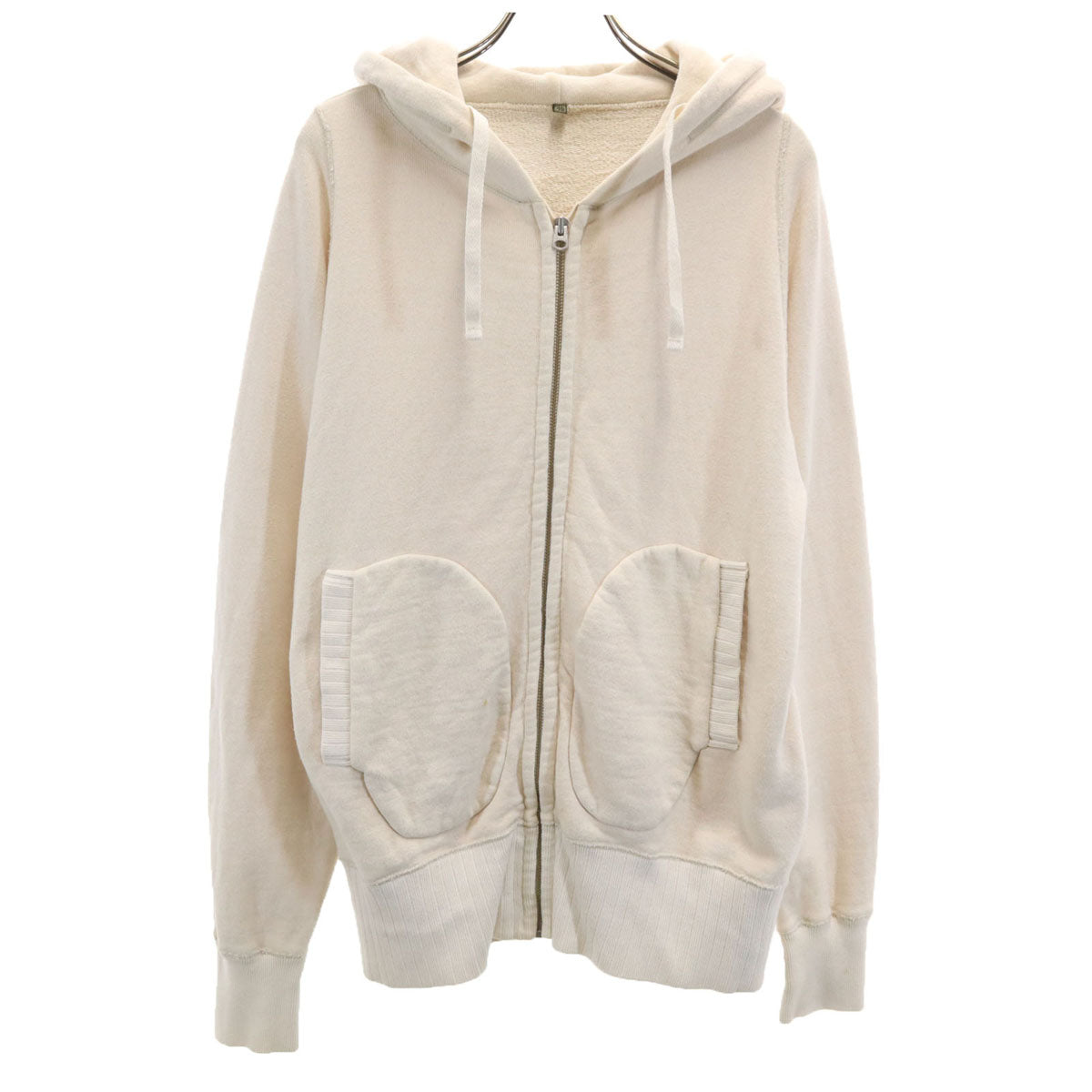 Nigel Cabourn ナイジェルケーボン 日本製 長袖 スウェット ジップパーカー 46 ベージュ メンズ