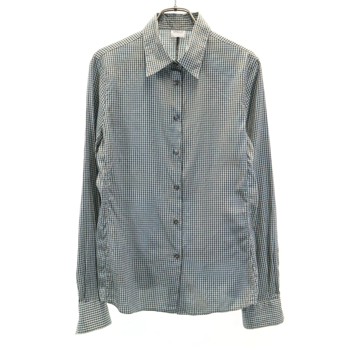 ARMANI COLLEZIONI アルマーニ コレツィオーニ イタリア製 チェック柄 長袖 シャツ 44 ブラウン系 メンズ