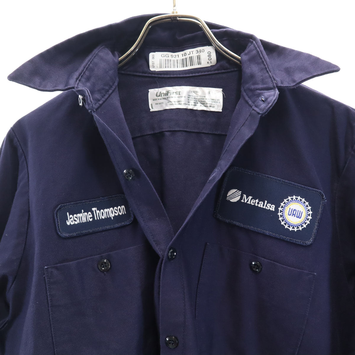 UniFirst ユニファースト 長袖 ワークシャツ M ネイビー メンズ