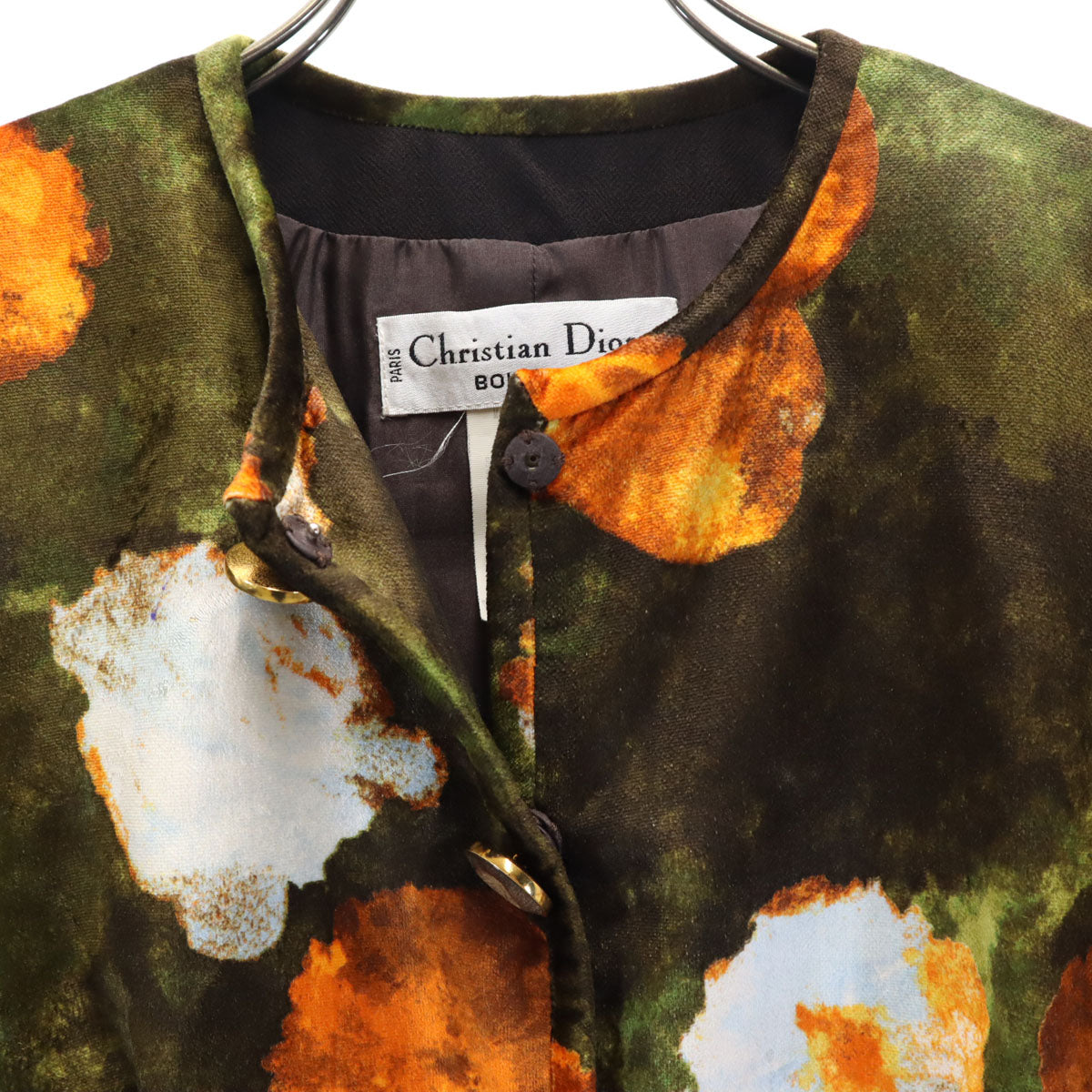 Christian Dior クリスチャンディオール 90s オールド ノーカラージャケット 38 ブラウン系 BOUTIQUE レディース