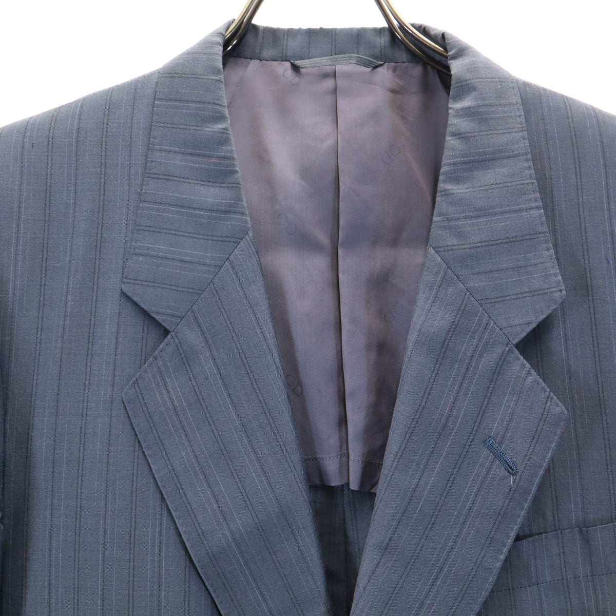 Christian Dior クリスチャンディオール 90s シルクブレンド オールド ストライプ柄 テーラードジャケット M グレー系 MONSIEUR メンズ