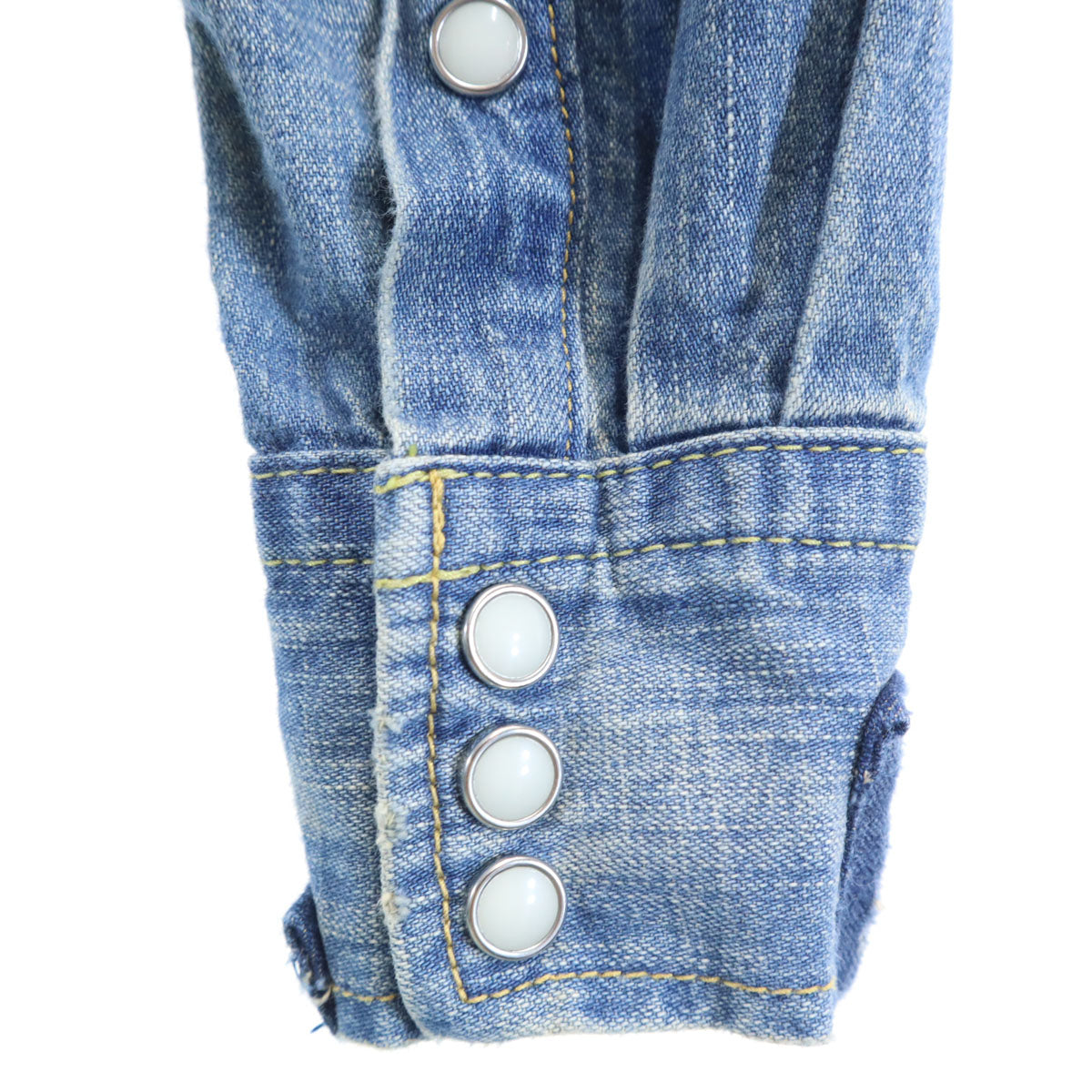 REMI RELIEF レミレリーフ 日本製 スタッズ 長袖 ダメージ加工 デニム ウエスタンシャツ S レディース