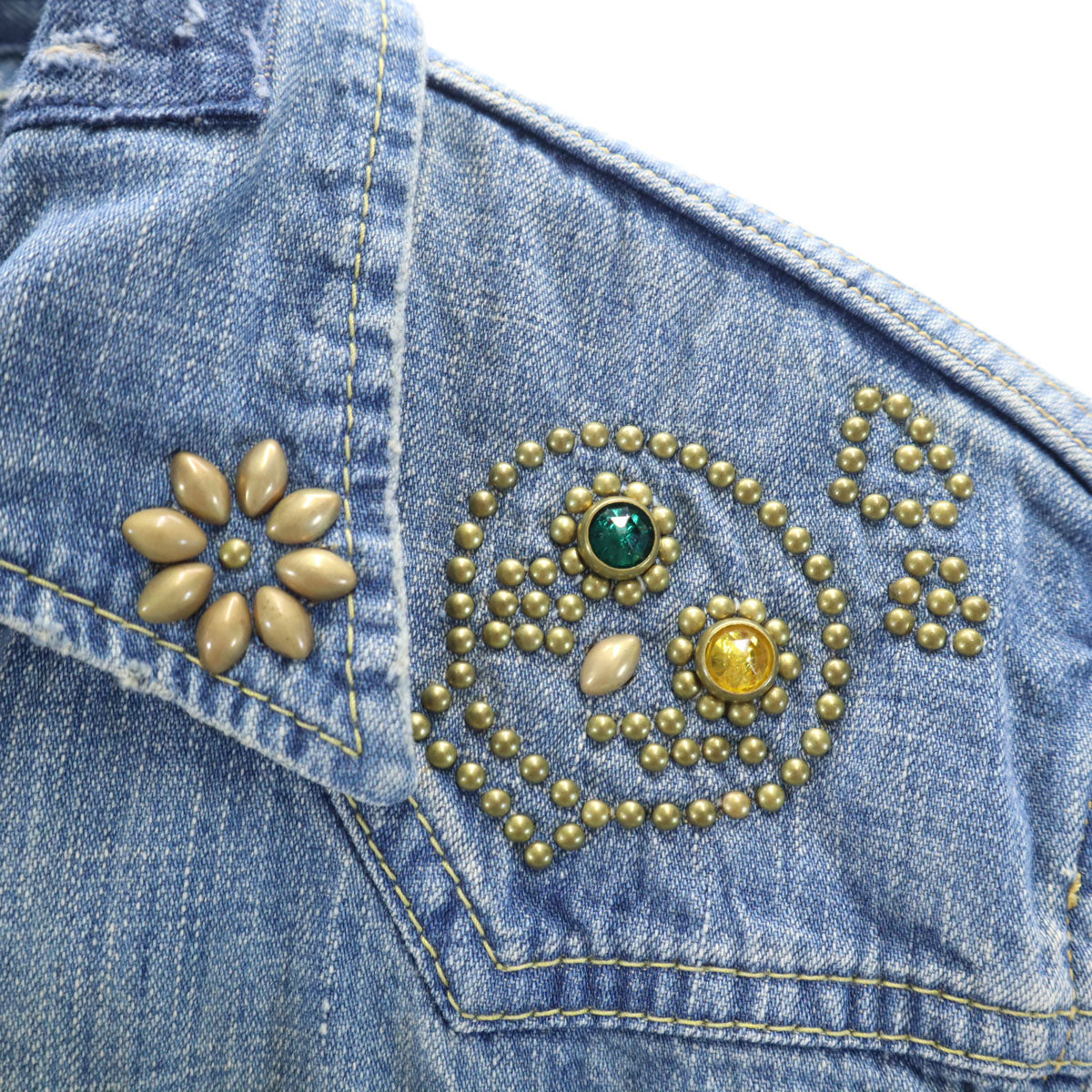 REMI RELIEF レミレリーフ 日本製 スタッズ 長袖 ダメージ加工 デニム ウエスタンシャツ S レディース