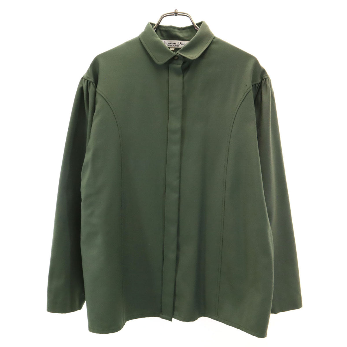 Christian Dior クリスチャンディオール 90s オールド 長袖 シャツ L カーキ レディース