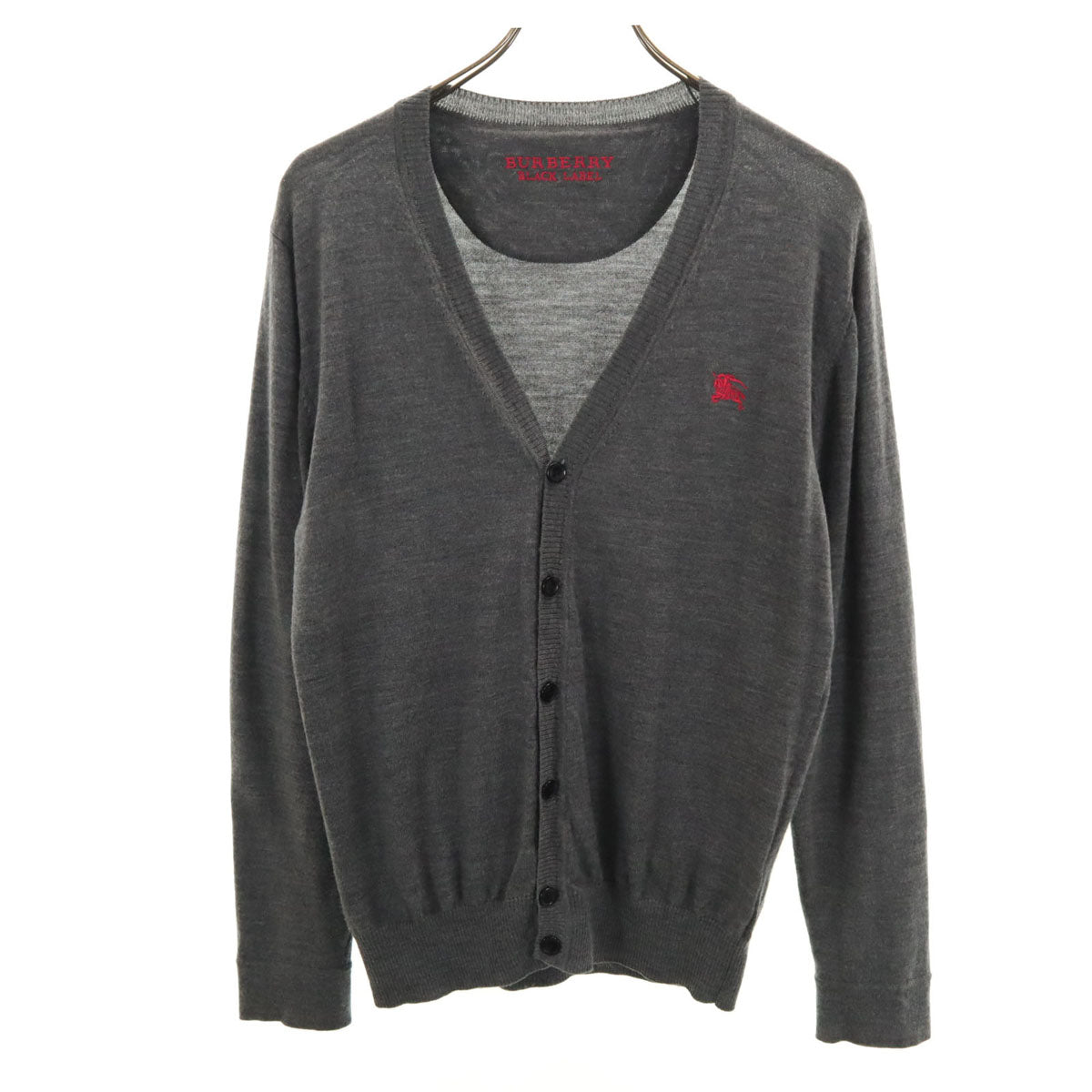 BURBERRY BLACK LABEL バーバリーブラックレーベル 長袖 ニットカーディガン 3 グレー 三陽商会 メンズ