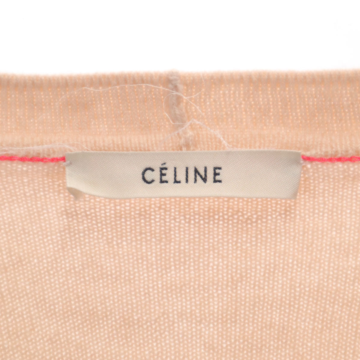 CELINE セリーヌ 長袖 Vネック ニットカーディガン ピンク レディース