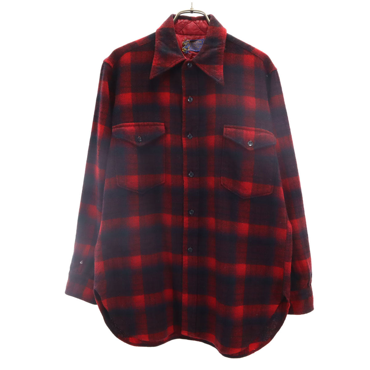 PENDLETON ペンドルトン 70s USA製 ウール ヴィンテージ チェック柄 長袖 シャツ 16 赤系 メンズ