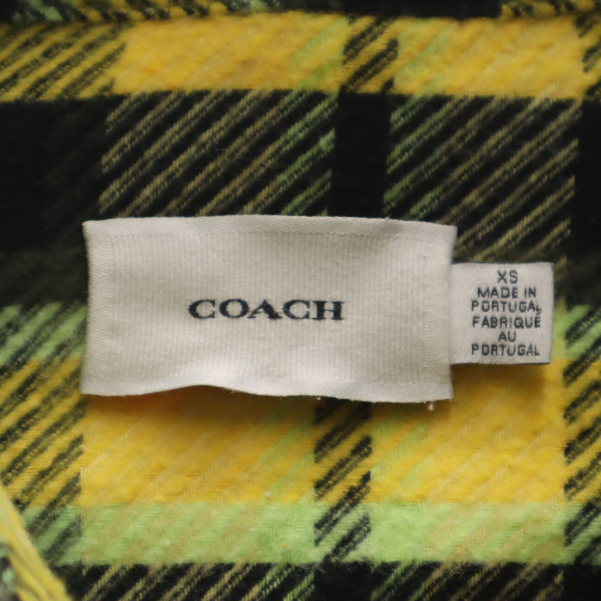 COACH コーチ チェック柄 長袖 シャツ XS イエロー系 メンズ