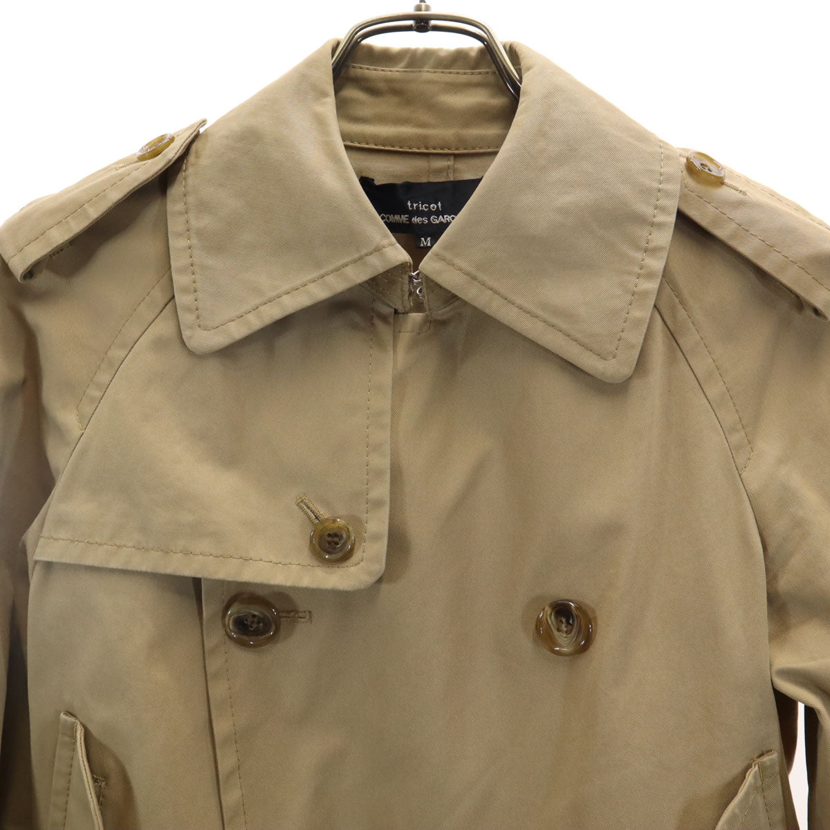 tricot COMME des GARCONS トリコットコムデギャルソン 2009年 日本製 7分袖 ショート トレンチコート M ベージュ レディース