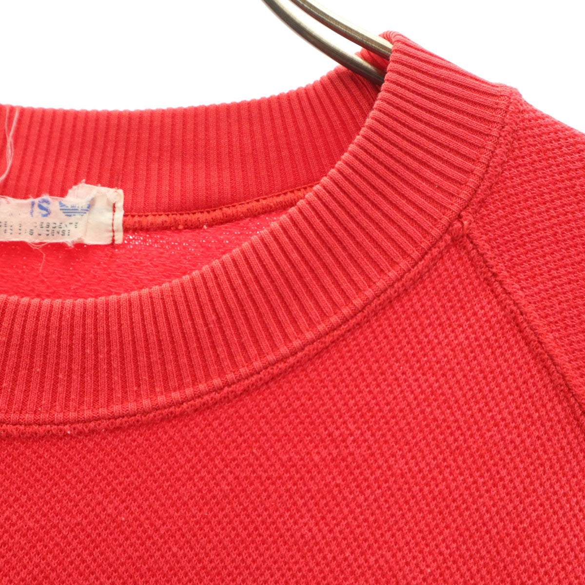 adidas アディダス 70s 80s ヴィンテージ トレフォイルロゴ刺繍 長袖 トレーナー ｌ 赤 デサント メンズ