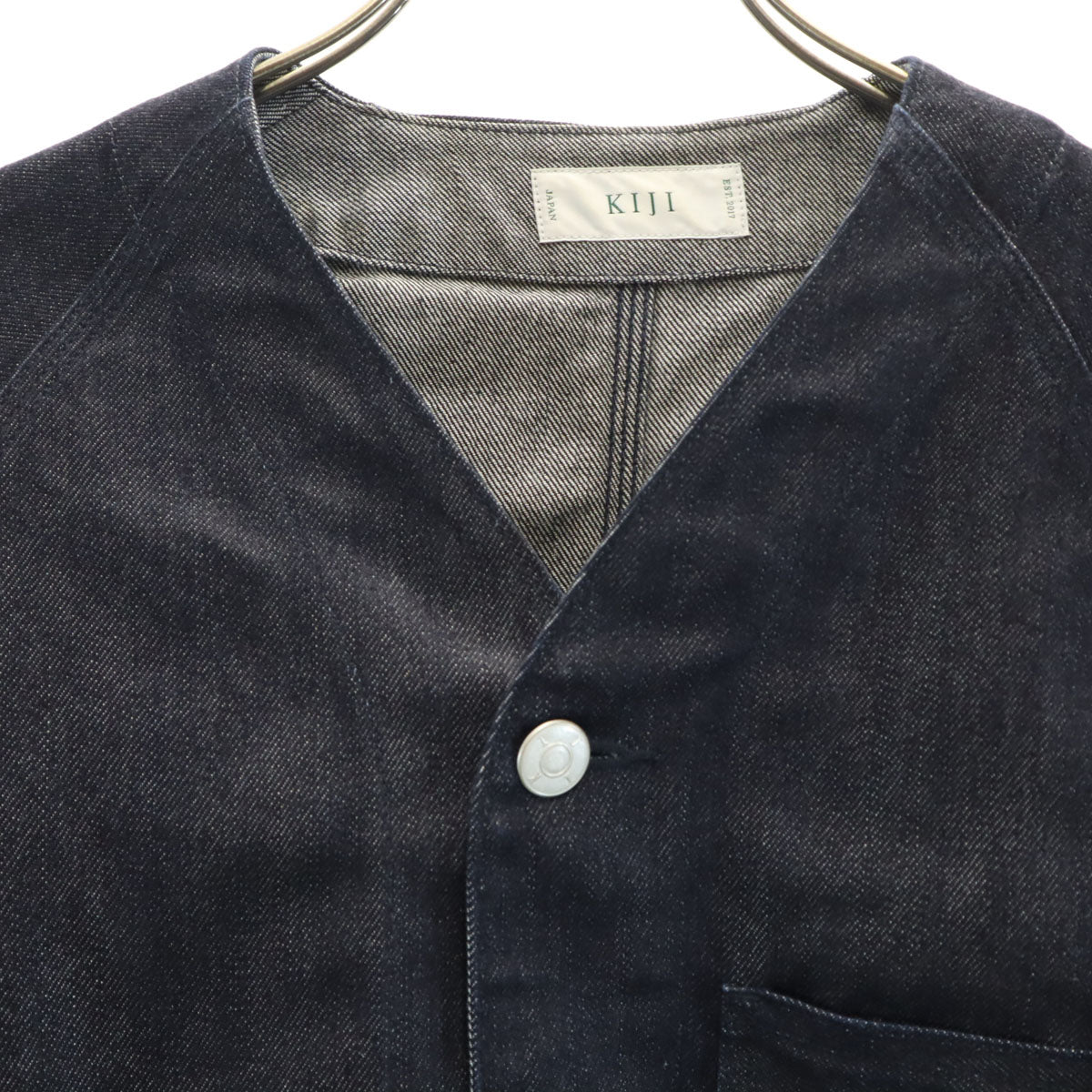 KIJI キジ 日本製 ノーカラー デニムジャケット 1 インディゴ メンズ