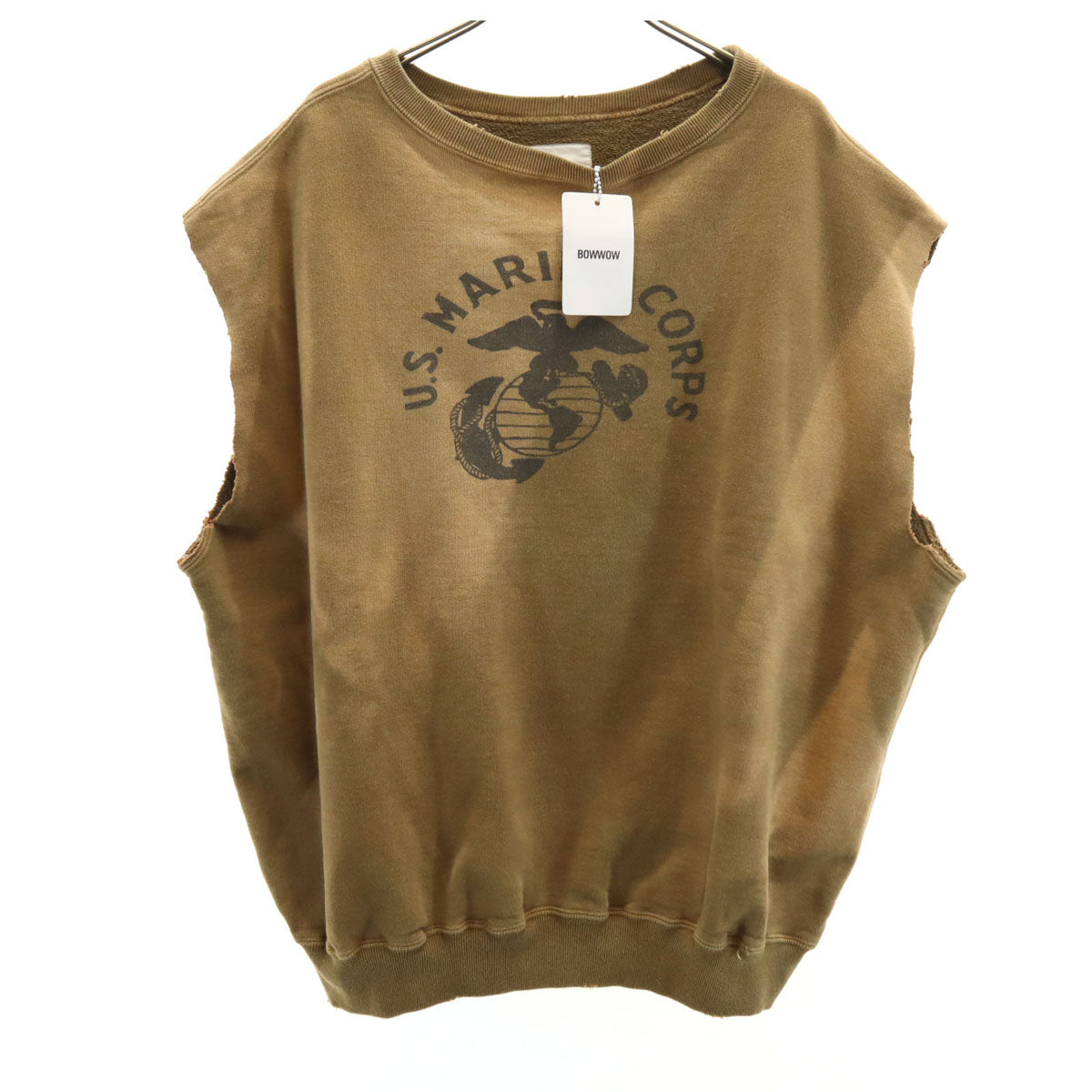 BOWWOW バウワウ 日本製 ノースリーブ 日焼け加工 スウェット XL ブラウン メンズ