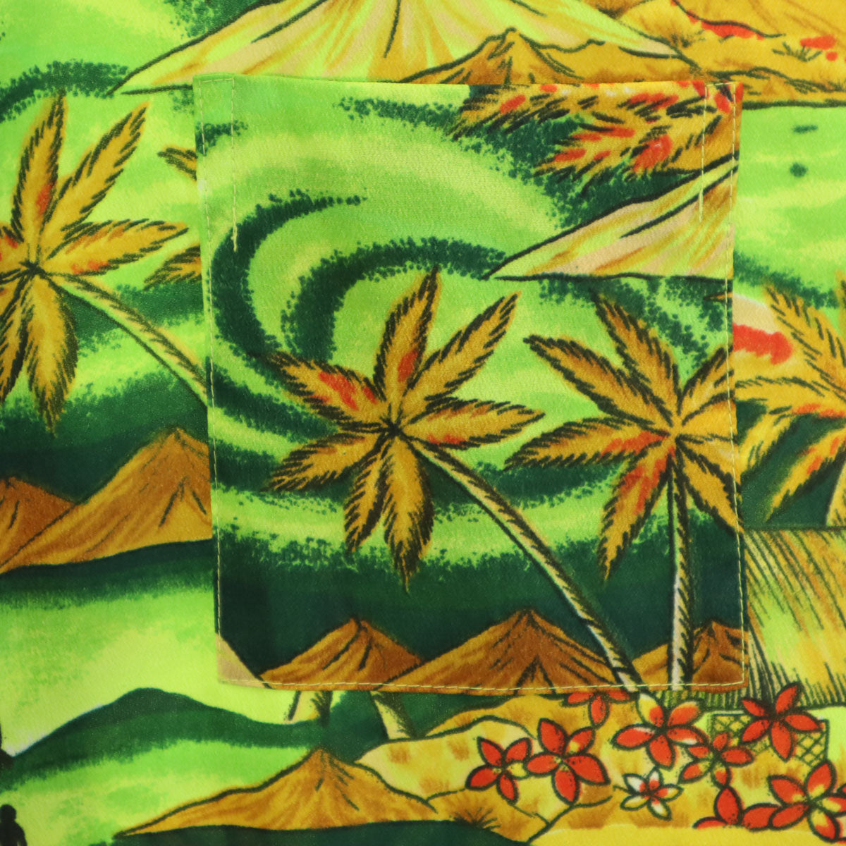 VanCoat 70s ヴィンテージ 総柄 半袖 アロハシャツ M 黄緑 メンズ