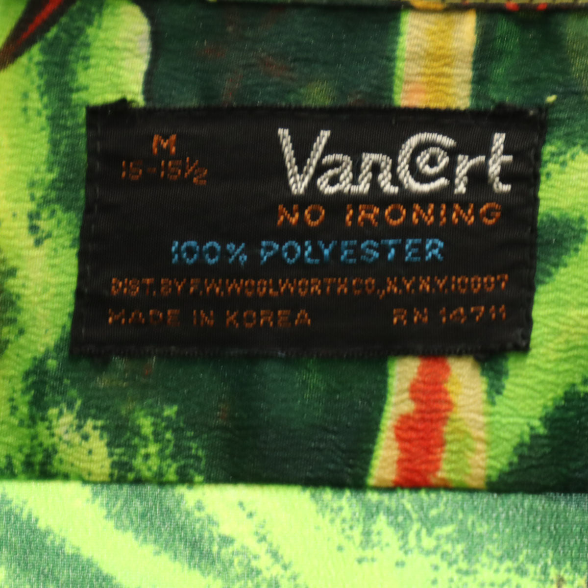 VanCoat 70s ヴィンテージ 総柄 半袖 アロハシャツ M 黄緑 メンズ