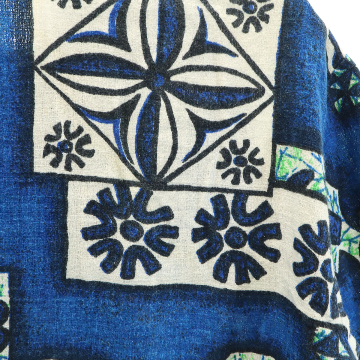 Sears シアーズ 70s ヴィンテージ 花柄 半袖 アロハシャツ M ブルー メンズ