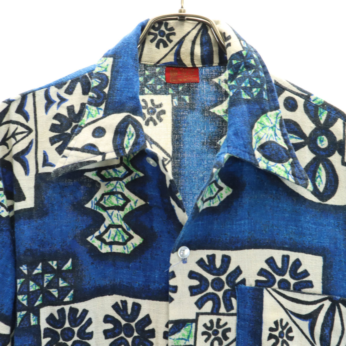 Sears シアーズ 70s ヴィンテージ 花柄 半袖 アロハシャツ M ブルー メンズ