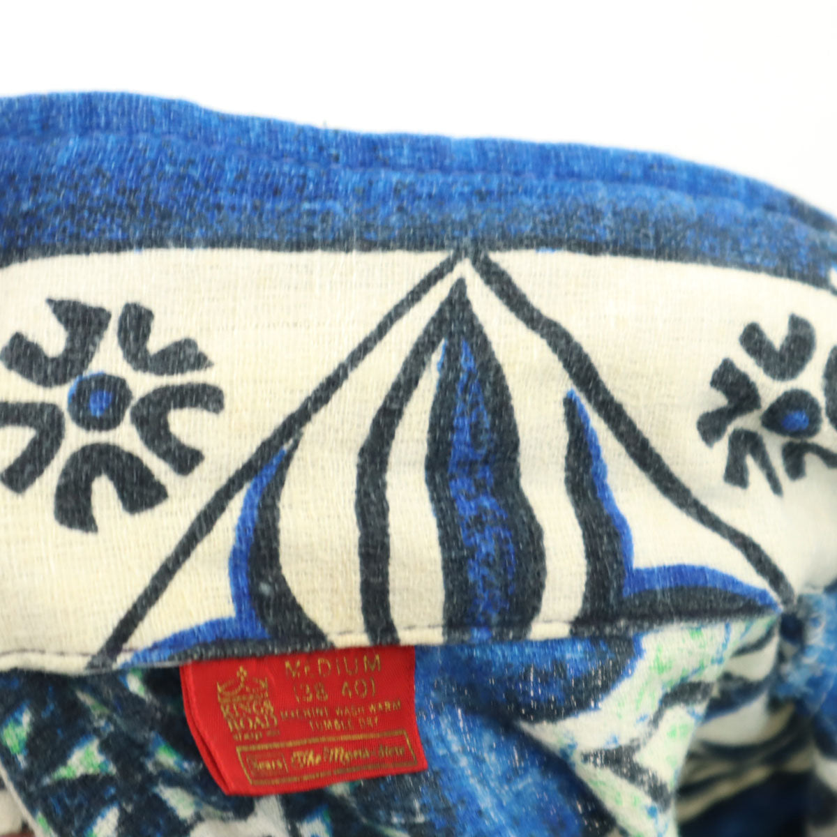 Sears シアーズ 70s ヴィンテージ 花柄 半袖 アロハシャツ M ブルー メンズ