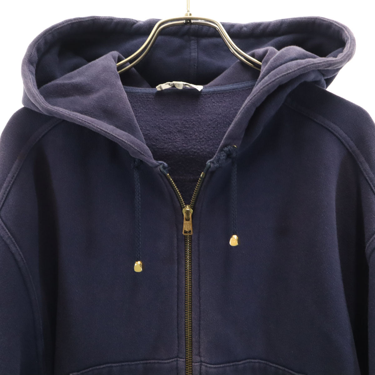 HERMES エルメス イタリア製 長袖 スウェット ジップパーカー S ネイビー 裏起毛 レディース