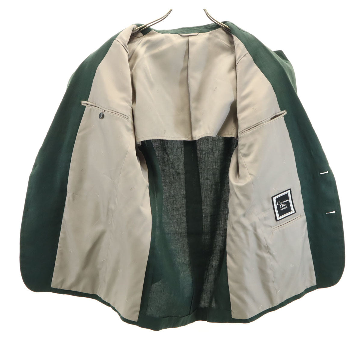 Christian Dior MONSIEUR クリスチャンディオール ムッシュ 90s リネン オールド テーラードジャケット A-4 深緑 メンズ