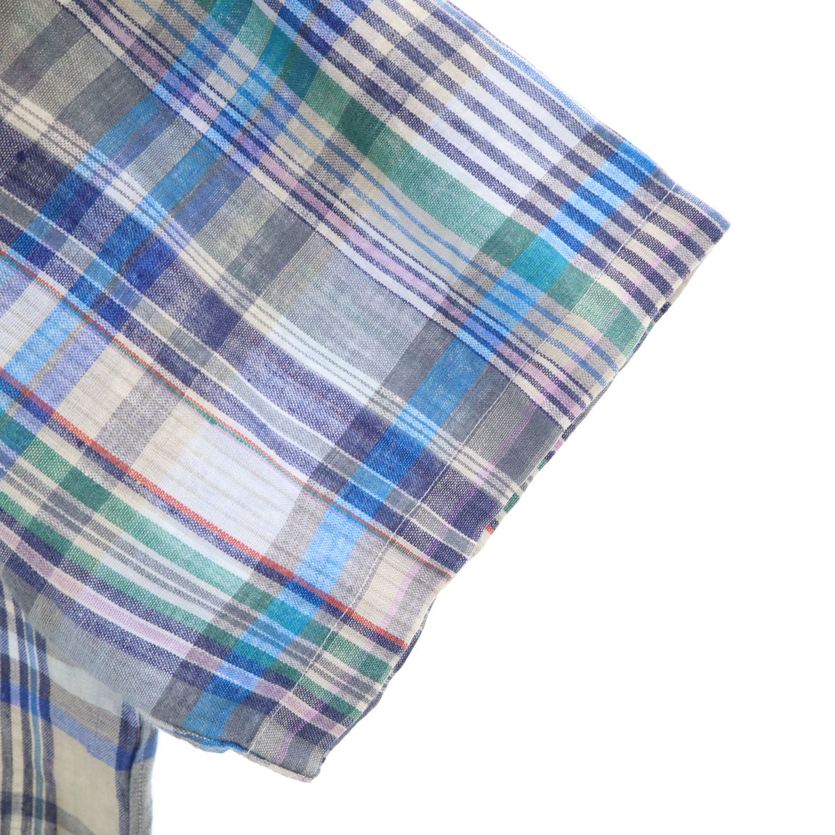 Christian Dior MONSIEUR クリスチャンディオール ムッシュ 90s リネン オールド チェック柄 半袖 シャツ L ブルー系 メンズ