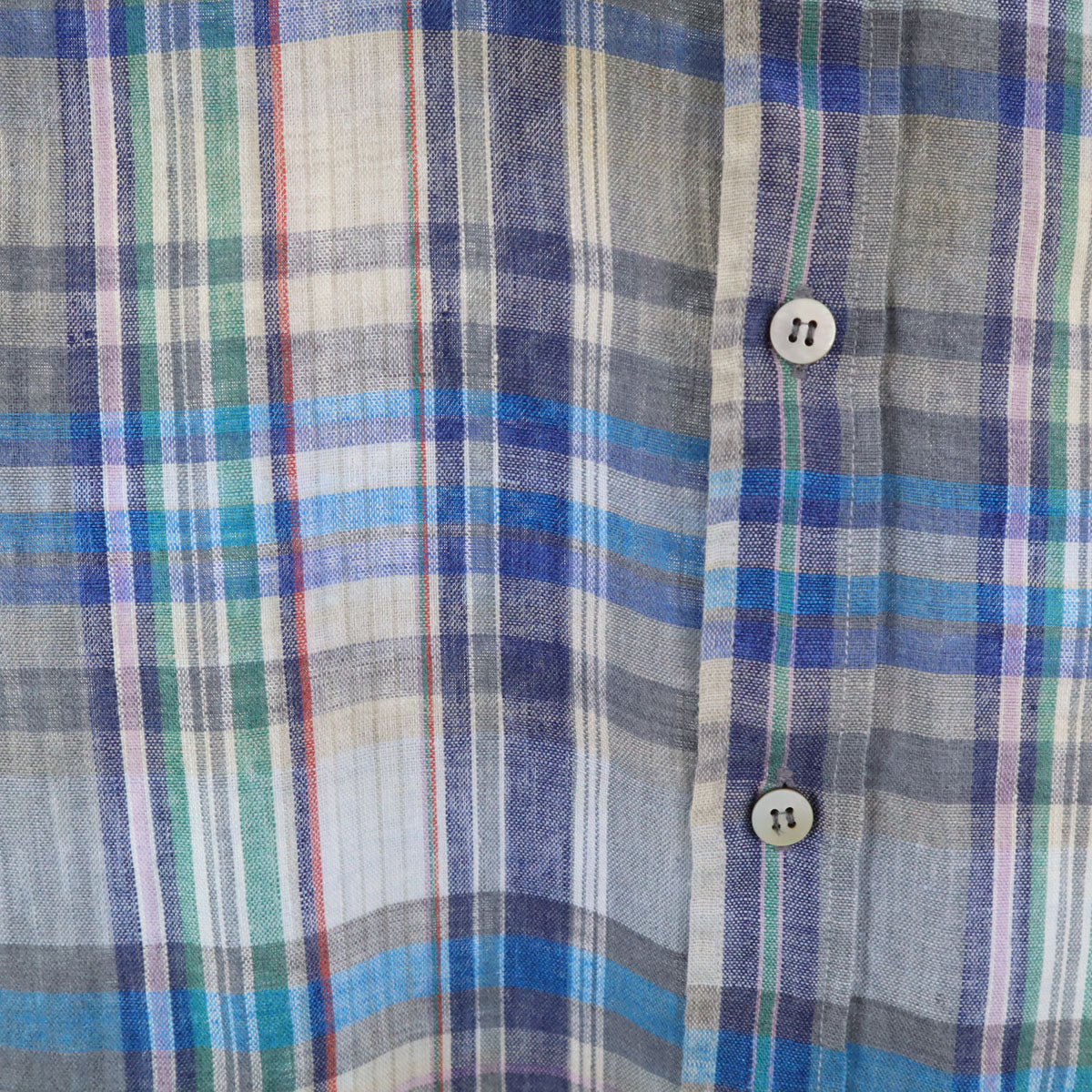 Christian Dior MONSIEUR クリスチャンディオール ムッシュ 90s リネン オールド チェック柄 半袖 シャツ L ブルー系 メンズ